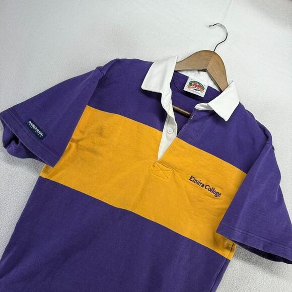 Vintage Elmira College Rugby Shirt Men's Small Purple Orange New York Thick 90s - Picture 5 of 7